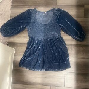 Free People Navy Velvet Dress